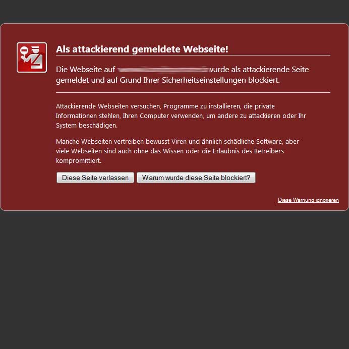 Als attackierend gemeldete Webseite