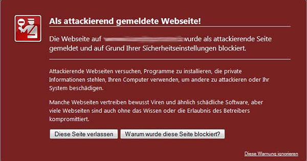 Als attackierend gemeldete Webseite