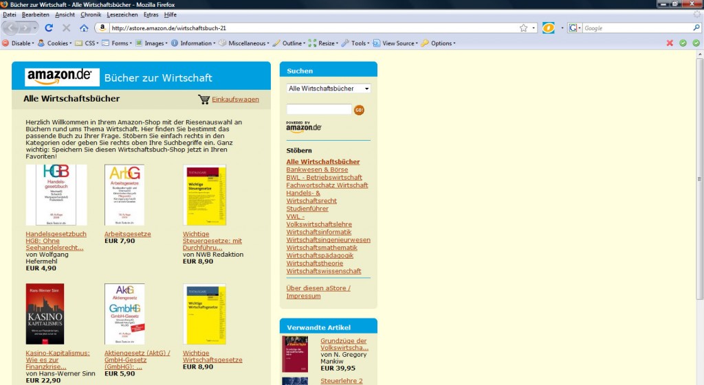 Amazon aStore "Wirtschaftsbuch"