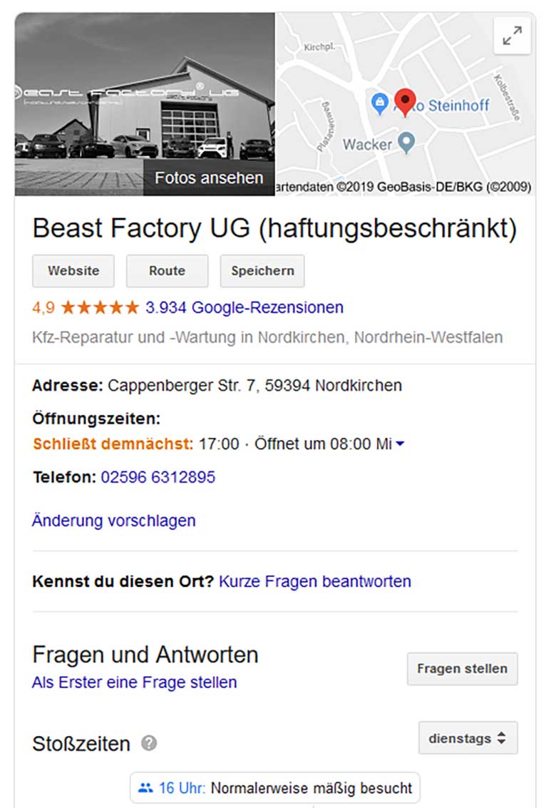 Beast Factory. Google myBusiness Screenshot