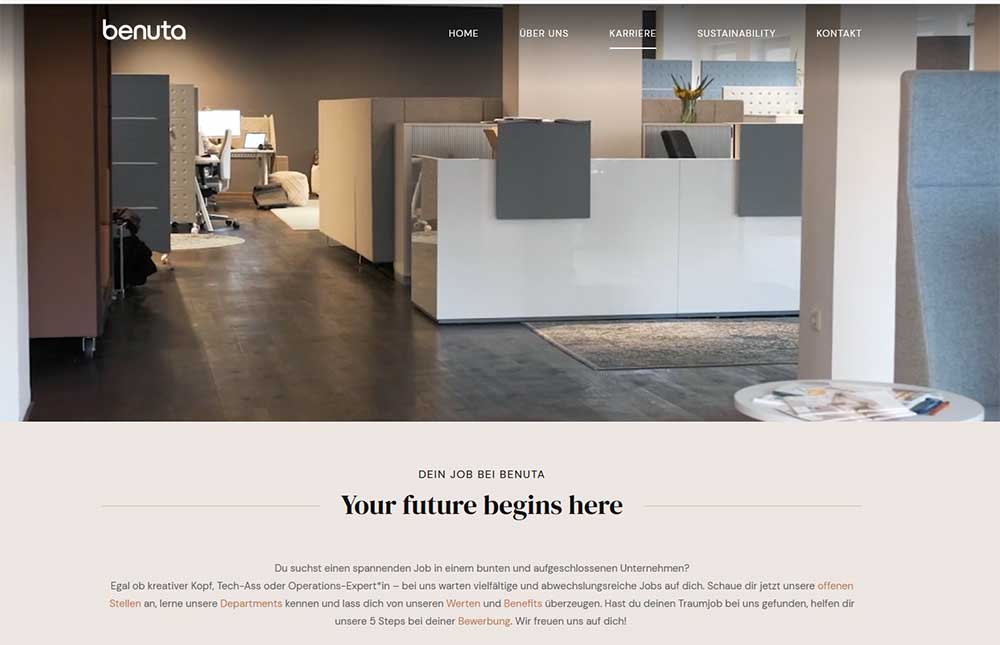 Benuta Corporate Jobs Landing Page