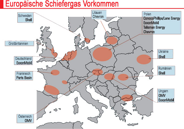 Europaeische Schiefergas Vorkommen