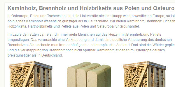 Kaminholz Polen. Produkte