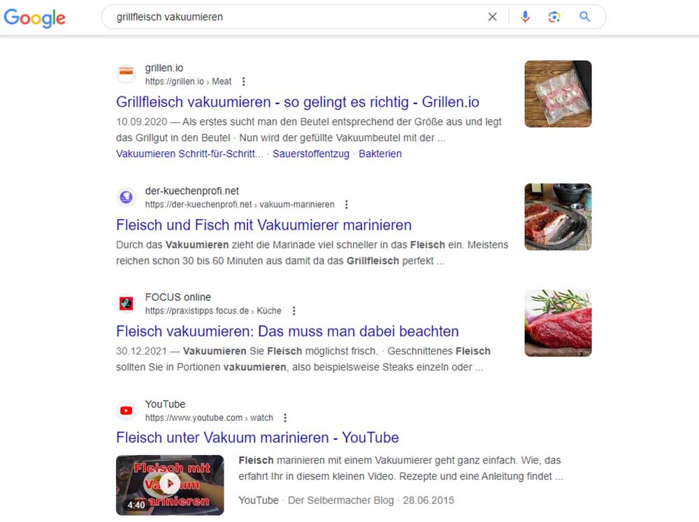 Snippet in den SERPs