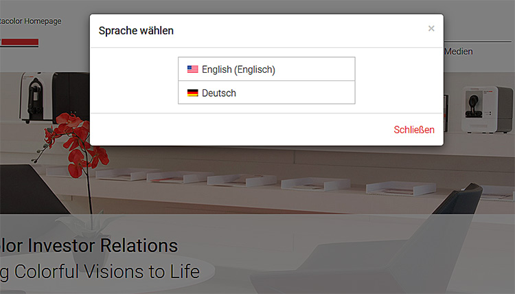 Sprache wählen Datacolor