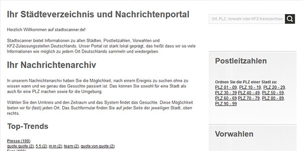 Stadtscanner Startseite