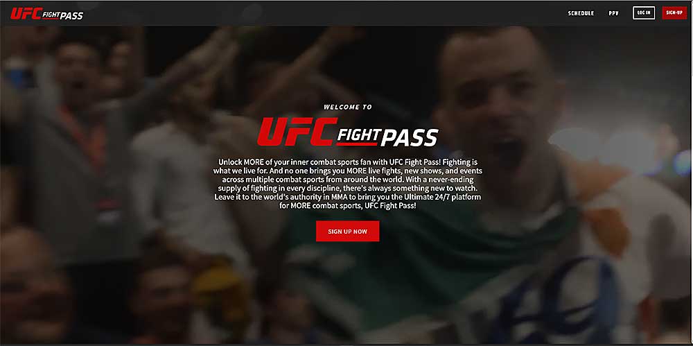 UFC Fightpass Landing Page
