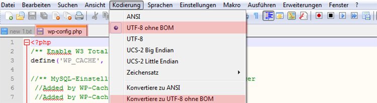 Zu UTF8 ohne BOM konvertieren